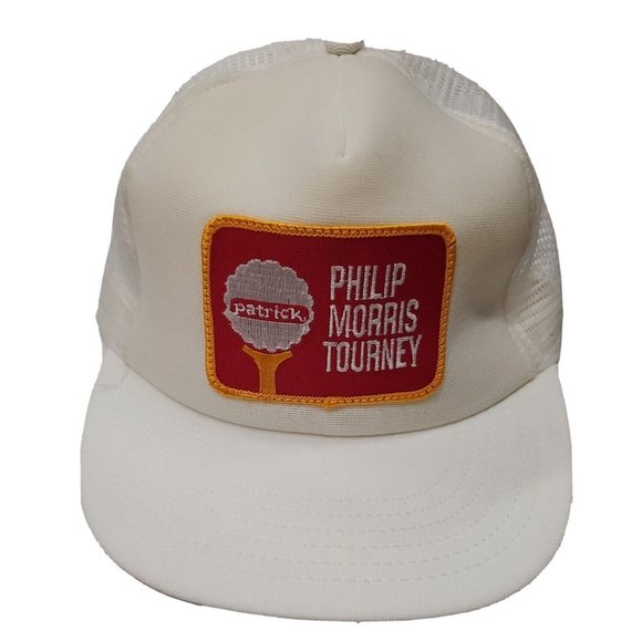 NWOT Philip Morris Tourney Golf Patrick White Mesh Trucker Snapback Hat Cap New - Picture 1 of 12